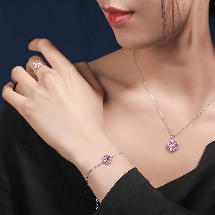 RainbowGirl ネックレス レディース さくら 桜 お花 ピンクダイヤ