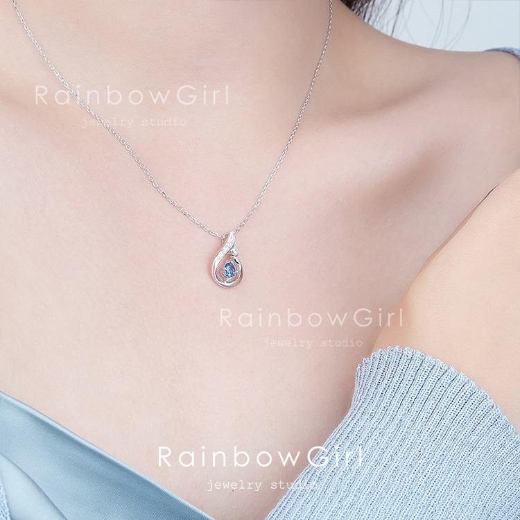 RainbowGirl ネックレス レディース しずく 雫 ドロップ ブルー