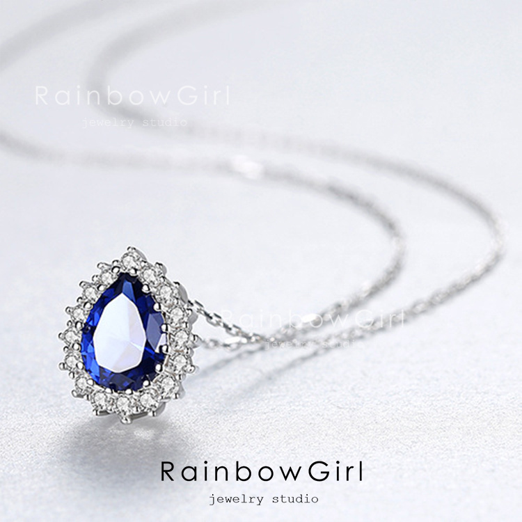 RainbowGirl ネックレス レディース しずく 選べる ブルーサファイア 