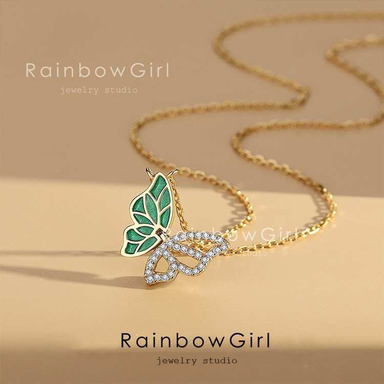 RainbowGirl ネックレス レディース 蝶々 ちょう 可愛い かわいい CZ