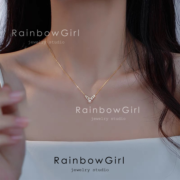 RainbowGirl（アクセサリー） ネックレス レディース パール V字