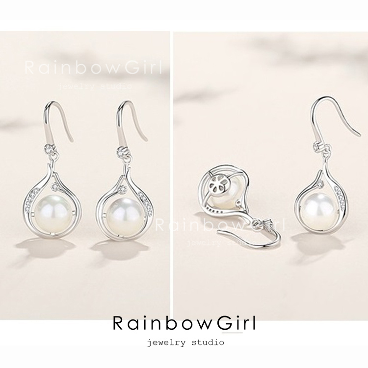RainbowGirl ネックレス レディース パール 真珠 一粒 しずく フック 