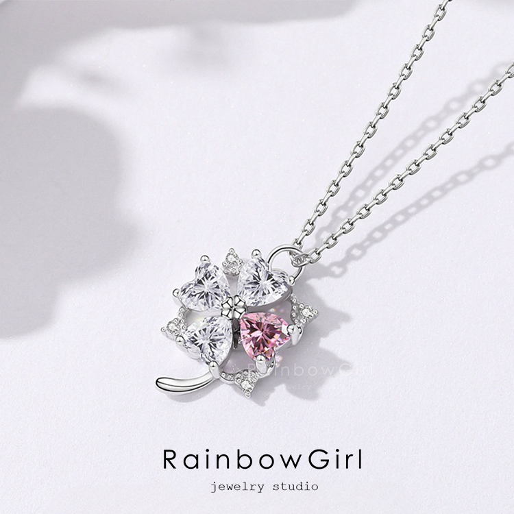 RainbowGirl ネックレス レディース フラワー お花 四つ葉のクローバー