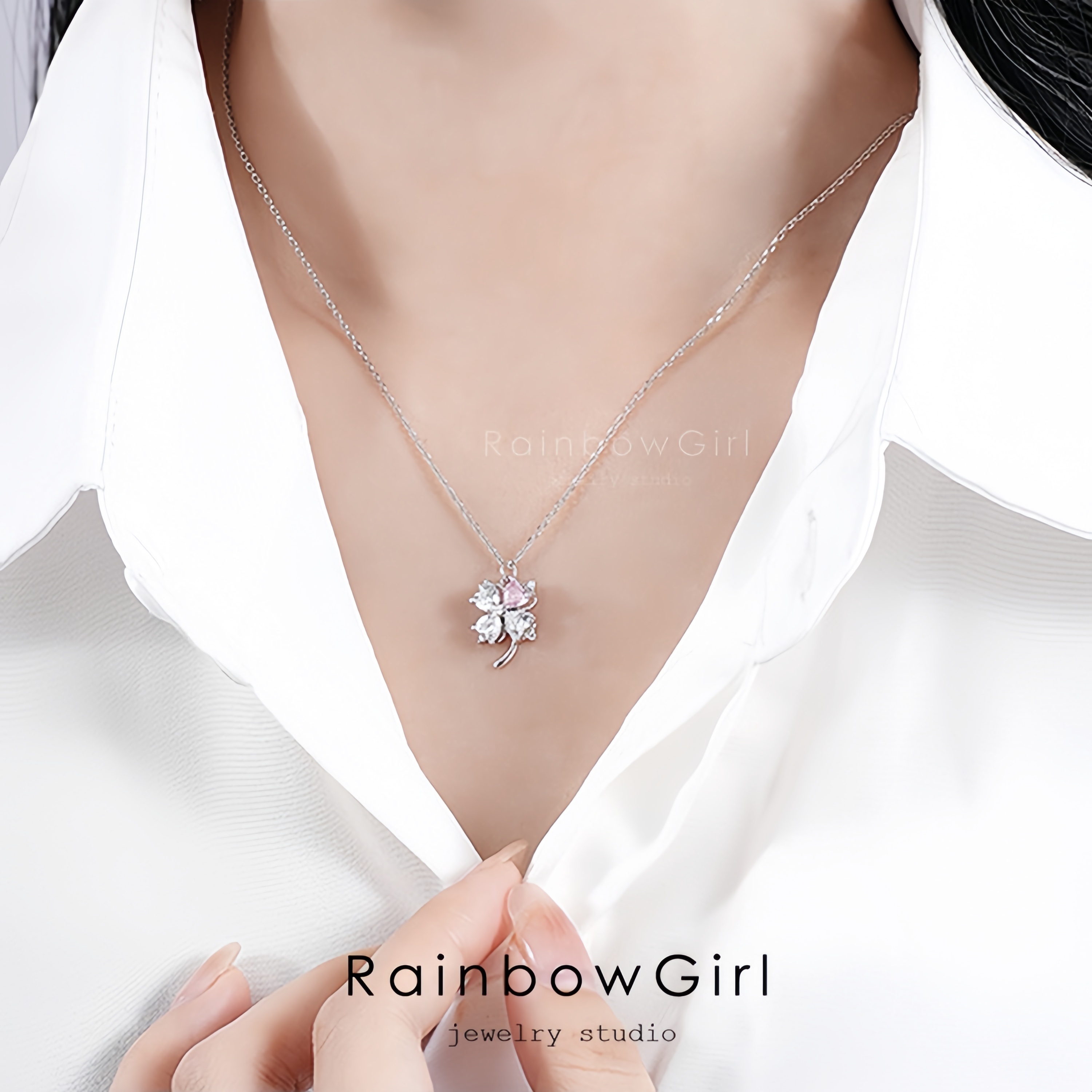 RainbowGirl ネックレス レディース フラワー お花 四つ葉のクローバー