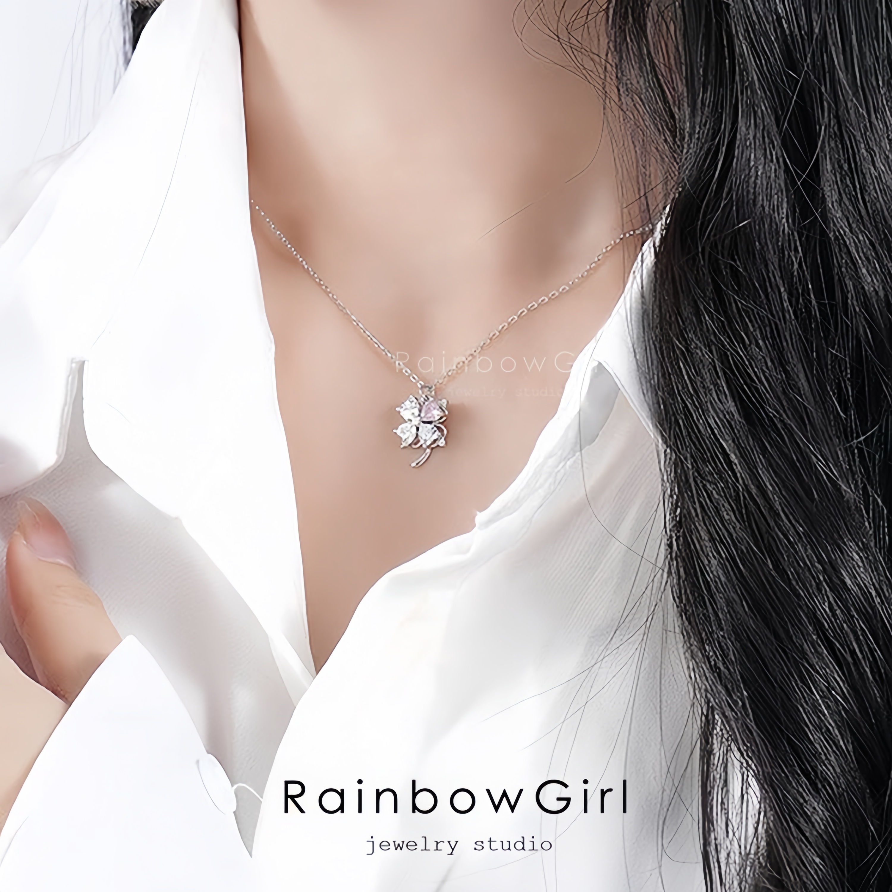 RainbowGirl ネックレス レディース フラワー お花 四つ葉のクローバー