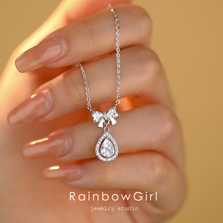 RainbowGirl ネックレス レディース しずく リボン 雫 ドロップ