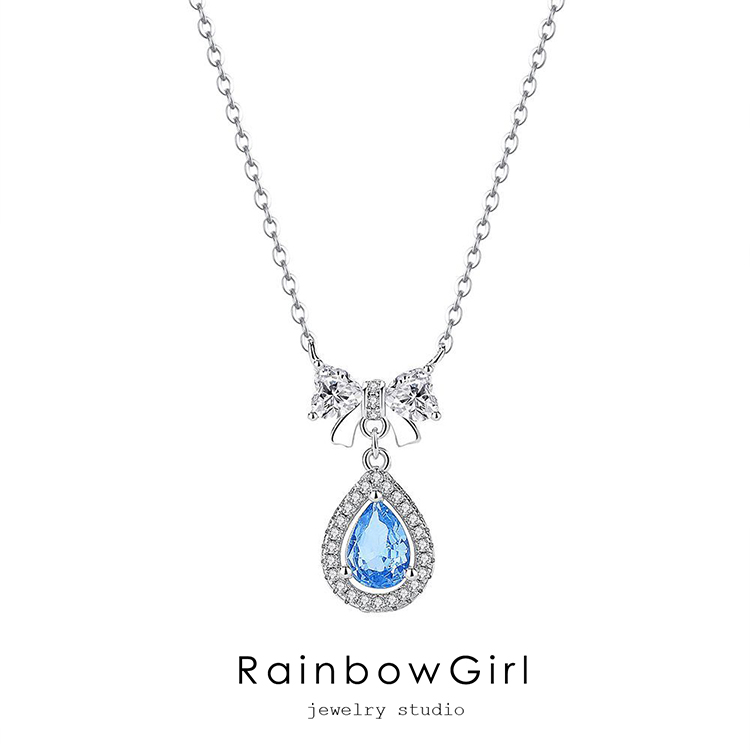 RainbowGirl ネックレス レディース しずく リボン 雫 ドロップ 