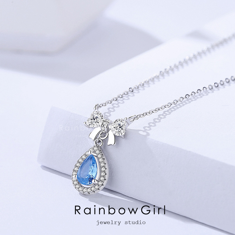 RainbowGirl ネックレス レディース しずく リボン 雫 ドロップ 