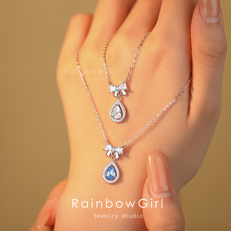 RainbowGirl ネックレス レディース しずく リボン 雫 ドロップ 