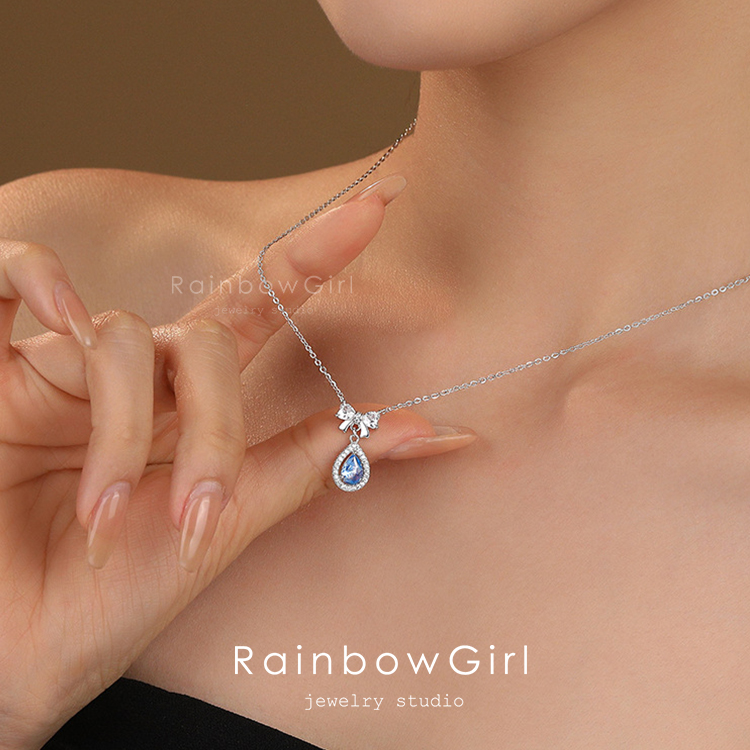 RainbowGirl ネックレス レディース しずく リボン 雫 ドロップ 