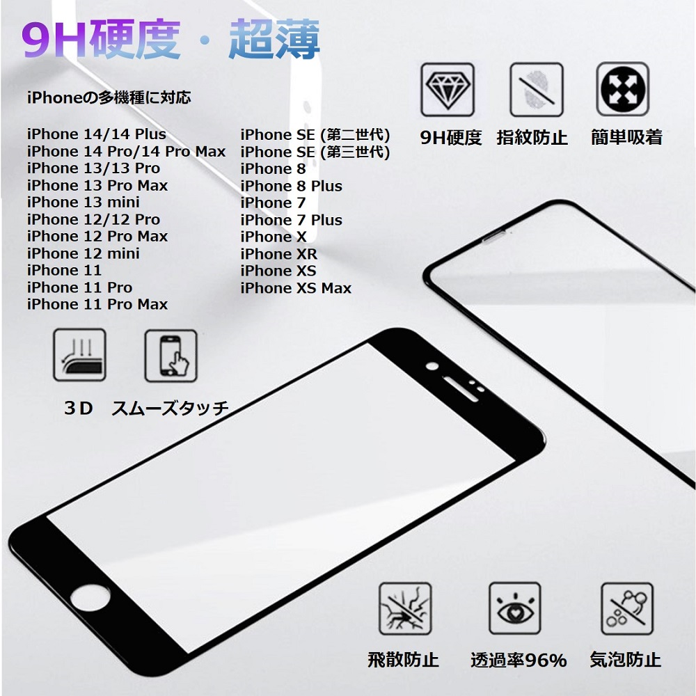 iPhone SE iPhone8 iPhone7 iPhone8Plus iPhone7Plus ガラスフィルム ブルーライトカット 全面保護