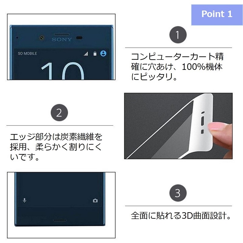 Xperia XZ1 ガラスフィルム 全面保護 au SOV36 SO-01K 液晶保護
