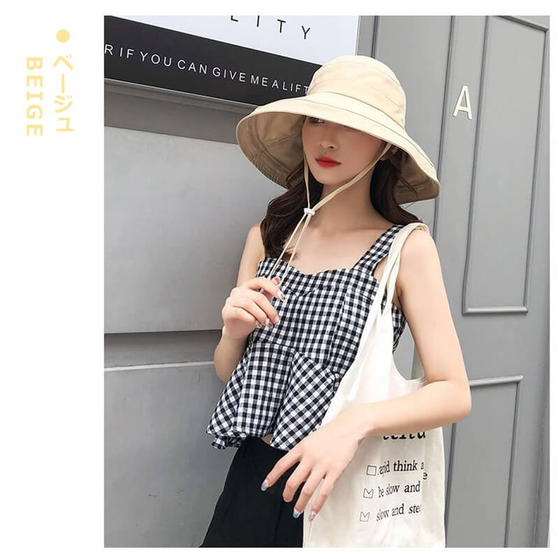 日よけ帽子 レディース おしゃれ つば広 ハット 夏 春 アウトドア 旅行 UVカット 紫外線対策 折りたたみ 紐付き 無地 飛ばない 小顔効果 送料無料