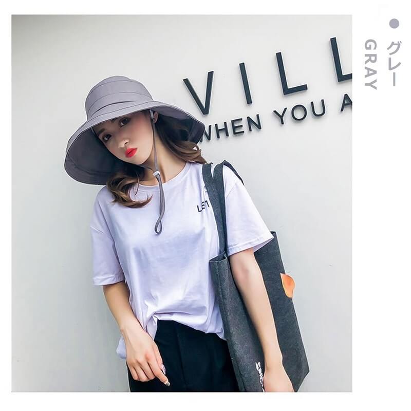 ニ日よけ帽子 レディース おしゃれ つば広 ハット 夏 春 アウトドア 旅行 UVカット 紫外線対策 折りたたみ 紐付き 無地 飛ばない 小顔効果 送料無料