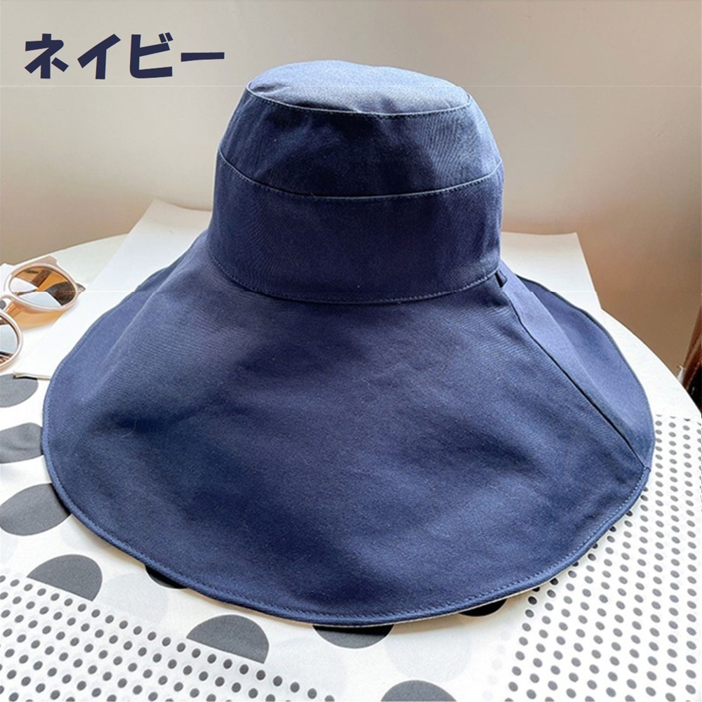 帽子 レディース 日よけ UVカット 綿100% つば広ハット アウトドア 夏 春 旅行 紫外線対策 折りたたみ おしゃれ 無地 あご紐つき 飛ばない 小顔効果 送料無料 |  | 02