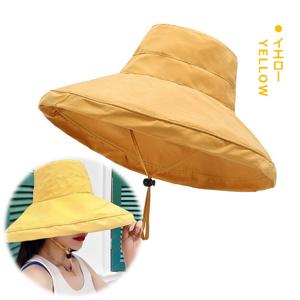 日よけ帽子 レディース おしゃれ つば広 ハット 母の日 アウトドア 旅行 UVカット 紫外線対策 折りたたみ 紐付き 無地 飛ばない 小顔効果 送料無料 <br> |  | 03