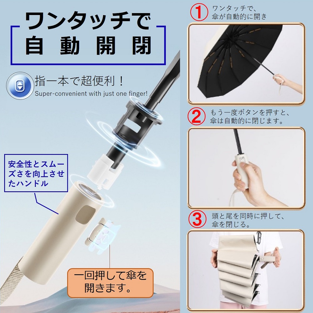 日傘 メンズ 折りたたみ傘 軽量 自動開閉 レディース 完全遮光 晴雨兼用 無地 送料無料