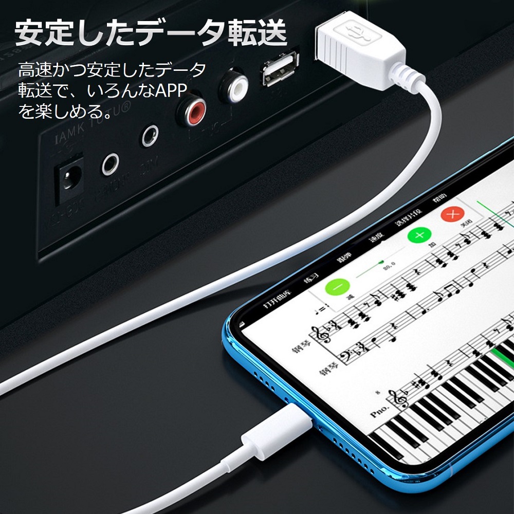 iPhone iPad MIDI ケーブル 1M ライトニング USB タイプb USB2.0-B 変換 MIDIキーボード 電子ギター  デジタルピアノ コンバータ リズム再生 編曲 トラックメイク : x1121001 : RainbowTech - 通販 - Yahoo!ショッピング