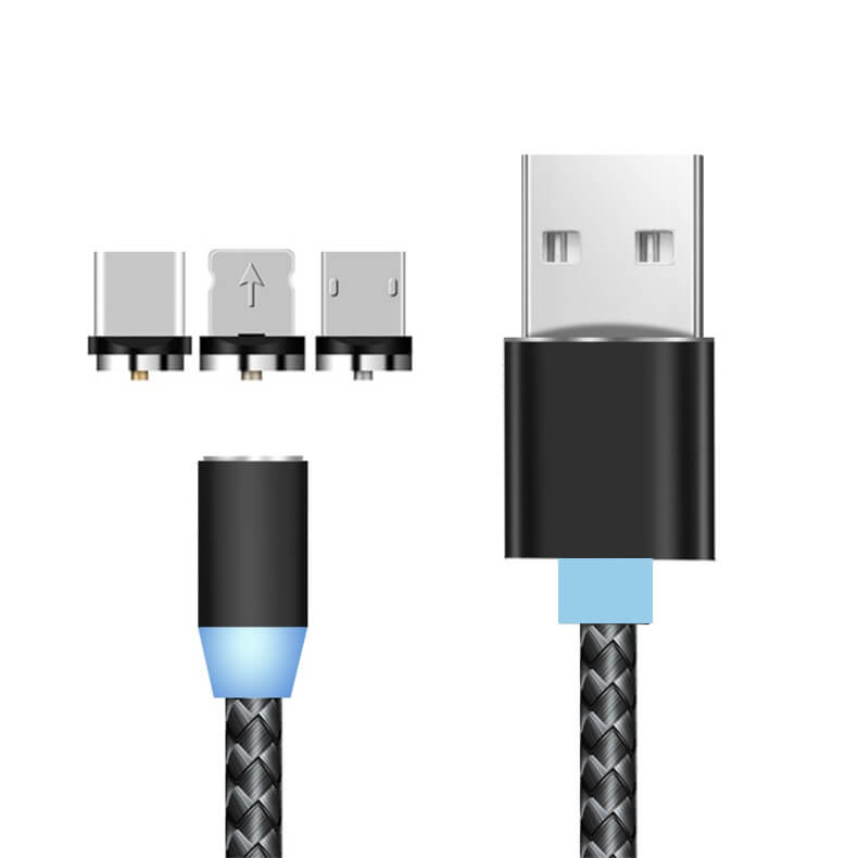 Lightning microUSB Type-C 3in1 充電ケーブル マグネット 急速充電 