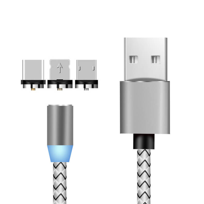 Lightning microUSB Type-C 3in1 充電ケーブル マグネット 急速充電 