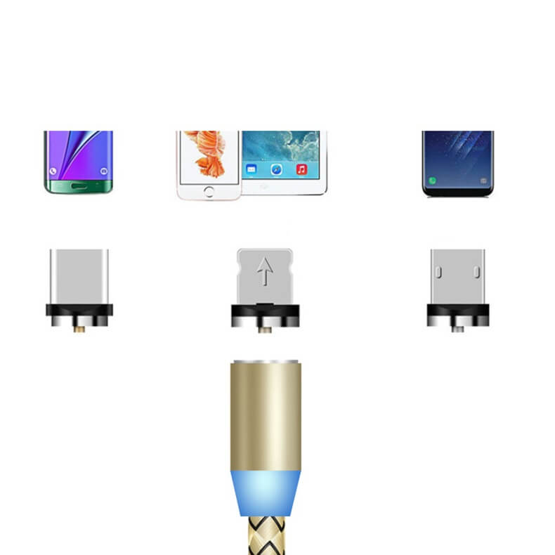 Lightning microUSB Type-C 3in1 充電ケーブル マグネット 急速充電 