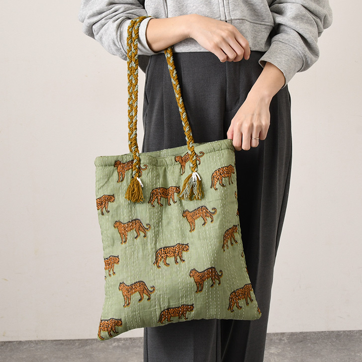 ✥Gypsy Chique✥天日干し帆布/A4縦型トートバッグ/ロラライハリス jou lier トートバッグ レディース a4 軽い ヒョウ アニマル