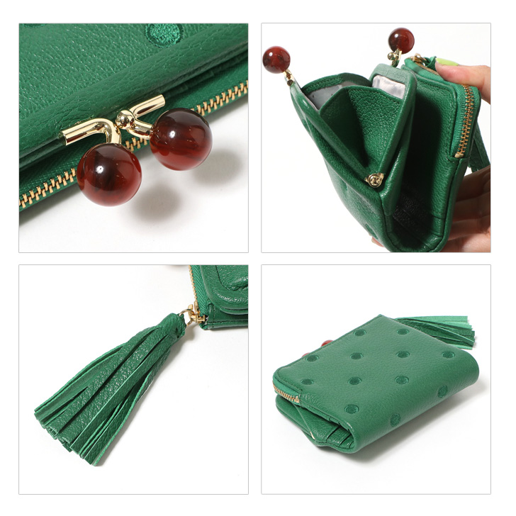 perche ペルケ 財布 二つ折り がま口 ドット アクリル玉 perche ペルケ 財布 二つ折り がま口 ドット アクリル玉