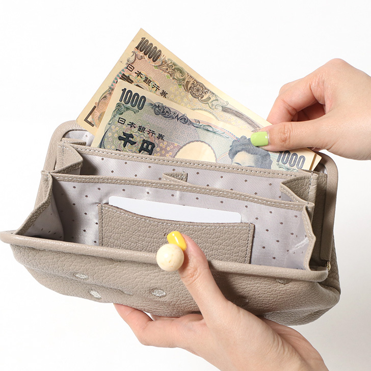 perche ペルケ 財布 長財布 がま口 ドット アクリル玉