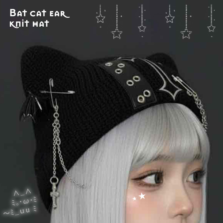 ニット帽 レディース 帽子 キャップ 秋冬 猫耳 ネコ耳 ビーニー 防寒