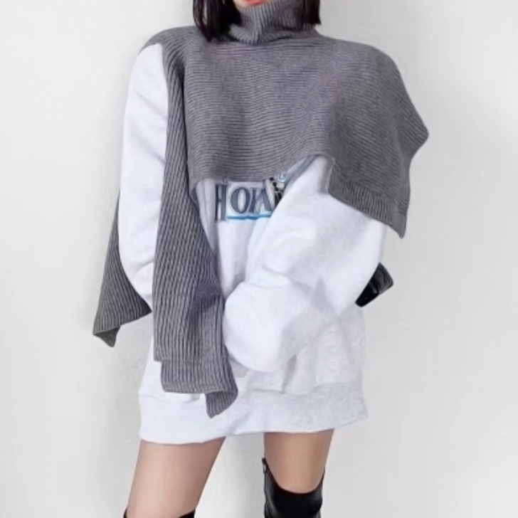 美品♡ MSGM ポンチョ ケープ ブラック フリル ウール 40 中華風ポンチョ × ブラック | Jmei