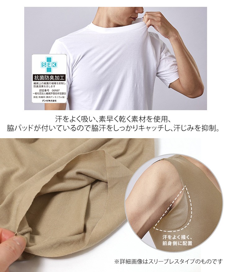 YG インナー Tシャツ 下着 肌着 inT 汗取りパッド付 メンズ 男性 半袖