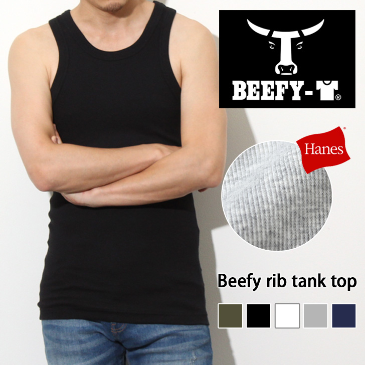 Hanes BEEFY ヘインズ ビーフィー リブ タンクトップ メンズ トップス