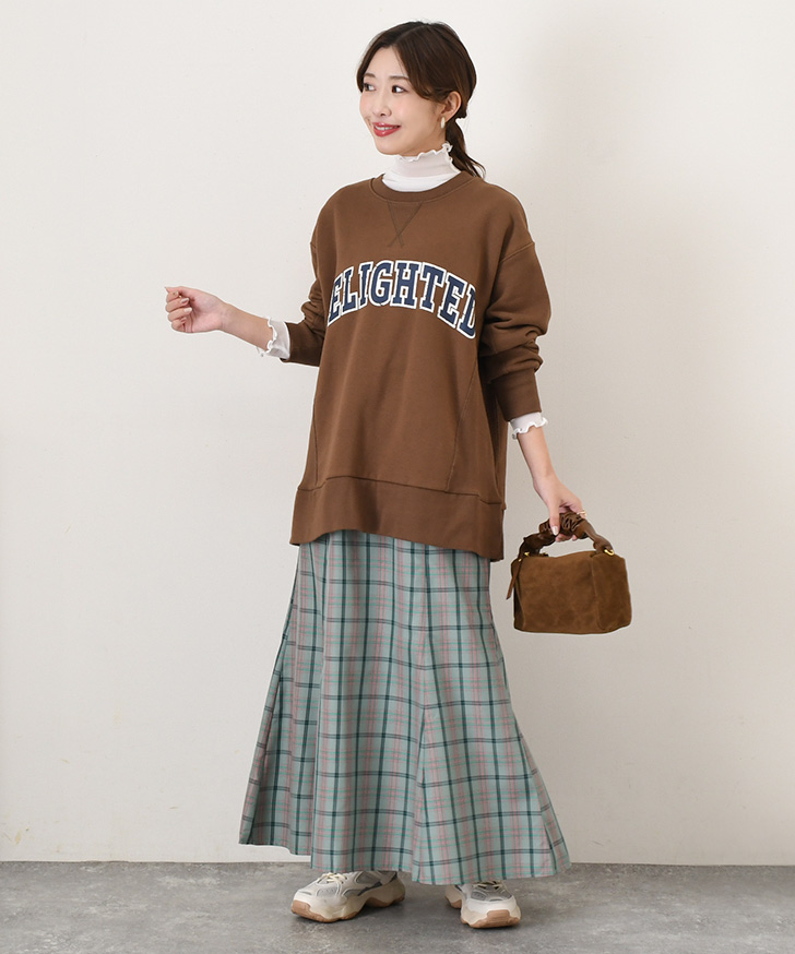 マーメイドスカート ロング フレア Aライン チェック柄 秋 冬 ウエスト