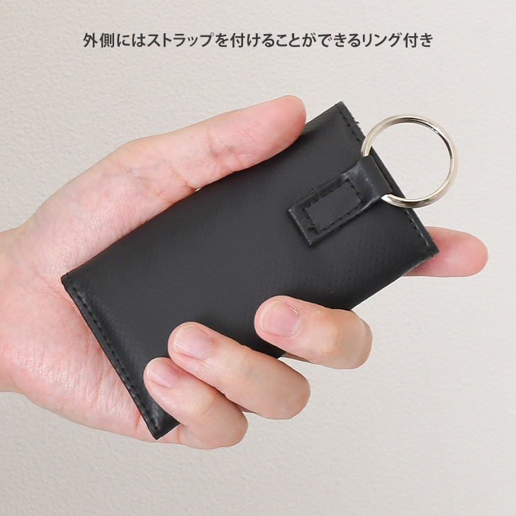【マユゲ】レザーカードウォレット（キーリング付き） バイカラーキーリング付きミニウォレット カード・お札ポケット
