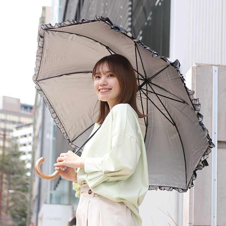 長傘 日傘 レディース おしゃれ 晴雨兼用 雨 UVカット 58cm ジャンプ式 フリル 花柄 フラワー かわいい 大きめ レイングッズ ポイント消化  :spdatn001:JOKnet Yahoo!店 - 通販 - Yahoo!ショッピング