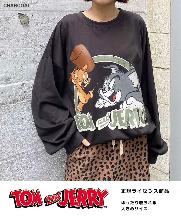 Tシャツ レディース 長袖 薄手 トムとジェリー キャラクター グッズ