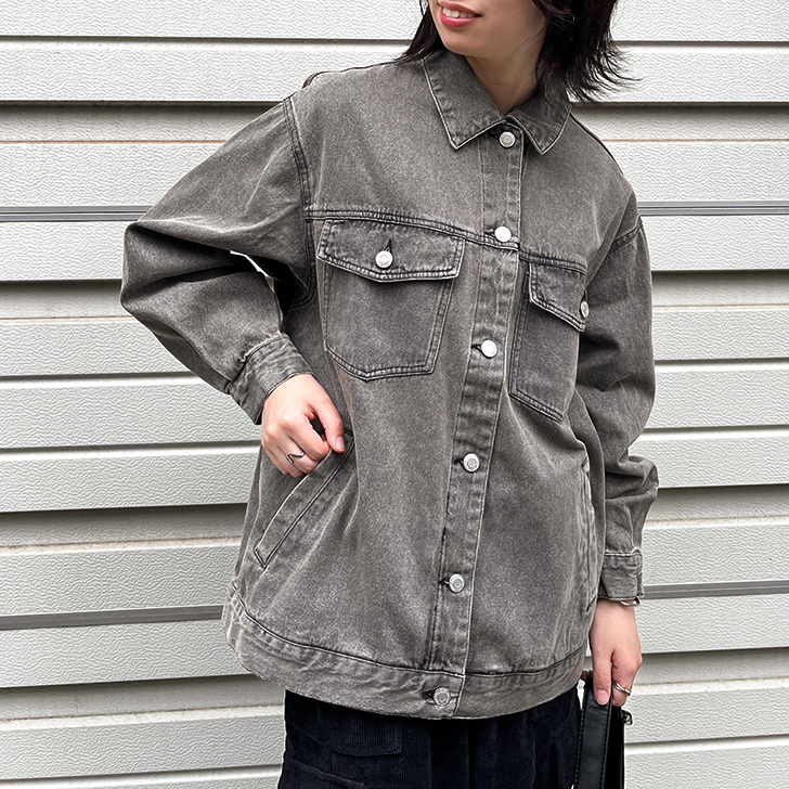 デニムジャケット レディース 長め 春 秋 カジュアル アウター 羽織り