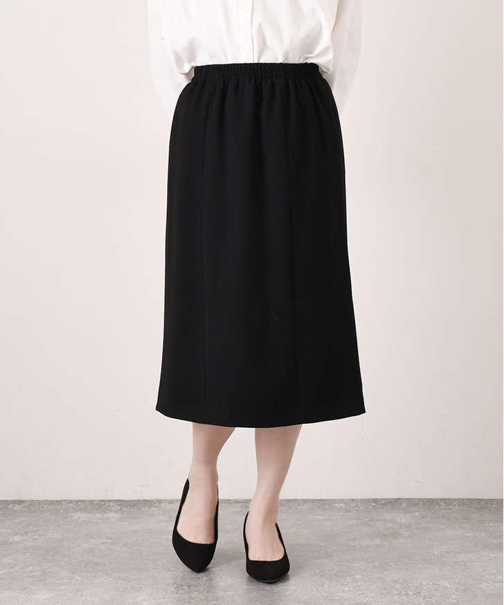 フォーマルスカート レディース 黒 ブラック ウエストゴム ボトムス