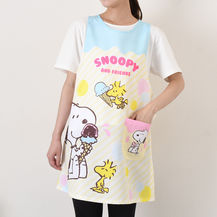 エプロン おしゃれ 保育士 タバード ショート かぶるだけ スヌーピー