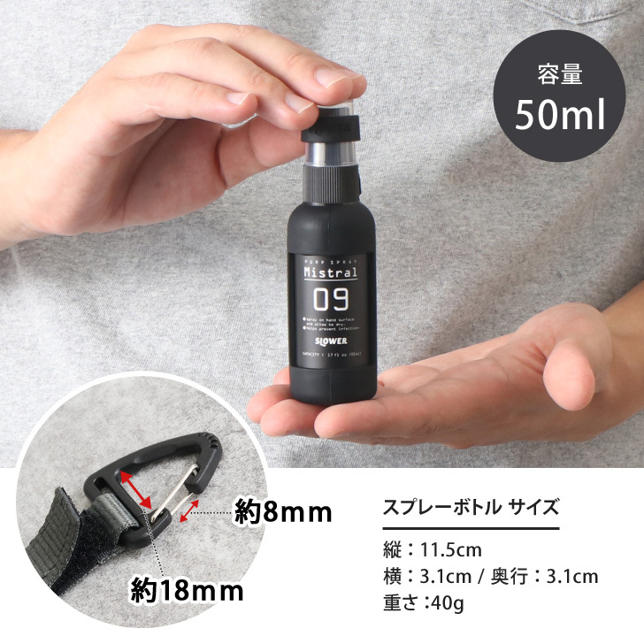 スプレーボトル SLOWER スロウワー 50ml アルコール対応 遮光 おしゃれ 容器 ボトル 消毒 手指 詰替え 霧吹き 旅行 便利グッズ  ポイント消化 :trislw243:JOKnet Yahoo!店 - 通販 - Yahoo!ショッピング