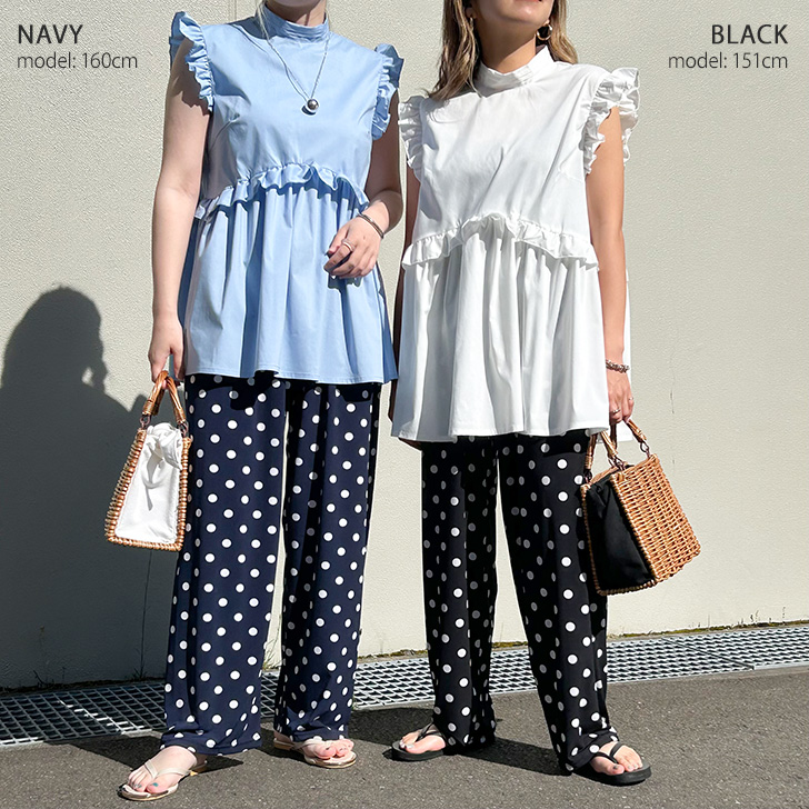ワイドパンツ レディース 速乾 夏 きれいめ 可愛い ドット柄