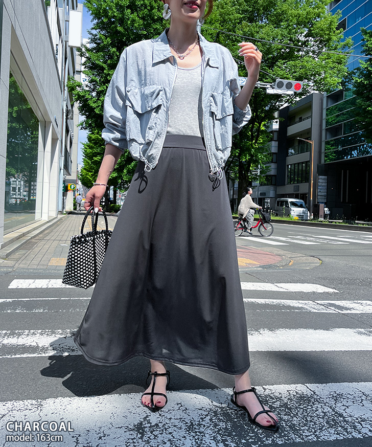 フレアスカート レディース ロング 膝下 ひざ下 夏 涼しい ひんやり