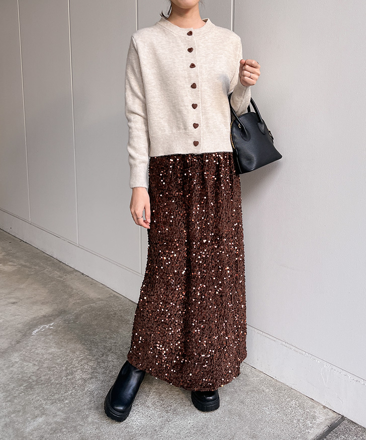 タイトスカート ロング 秋冬 ベロア スパンコール レディース ボトムス