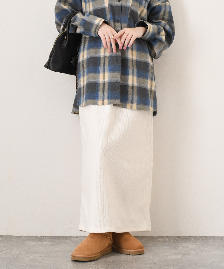 コーデュロイスカート タイトスカート 秋冬 ロング マキシ ウエスト