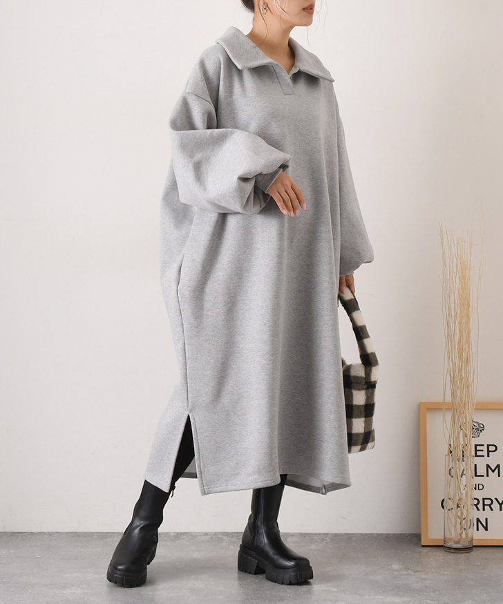 ワンピース レディース 40代 きれいめ 冬 長袖 裏起毛 暖かい 防寒