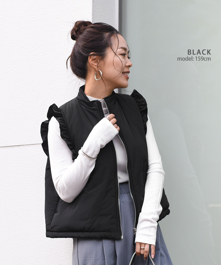 中綿ベスト レディース おしゃれ 可愛い 厚手 アウター 防寒 暖かい 裏