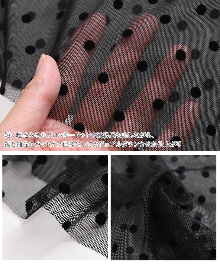 バレンチノ水玉模様のジップアップ長袖上着インナー付き シアートップス レディース 長袖 インナー UVケア ドット柄 シースルー