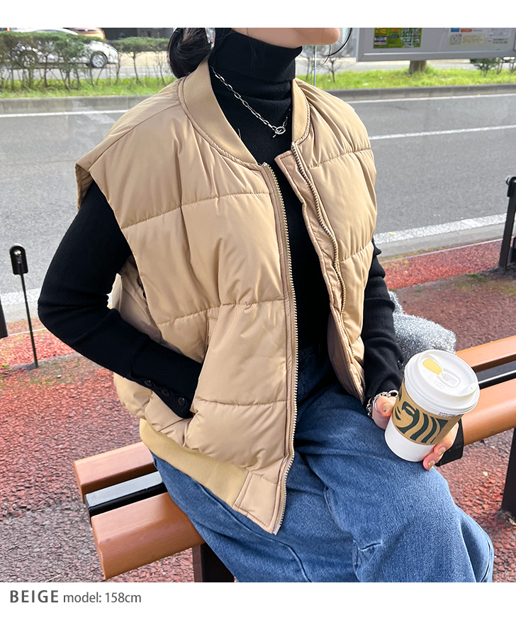 ベスト レディース 秋冬 中綿 アウター ジャケット 前開き エコダウン