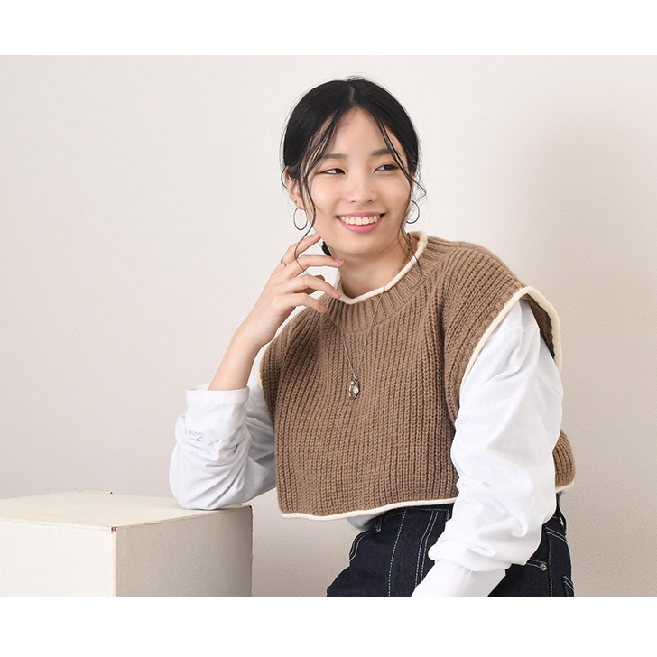ベスト レディース 秋冬 ショート丈 ニット 厚手 おしゃれ かわいい