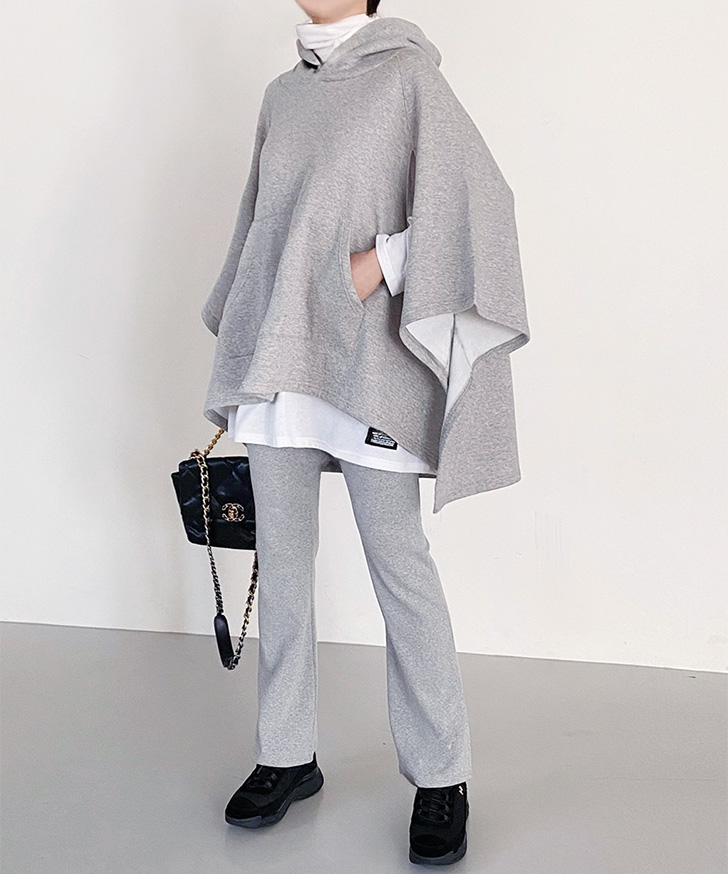 ケープ レディース 裏起毛 スウェット ポンチョ マント トップス